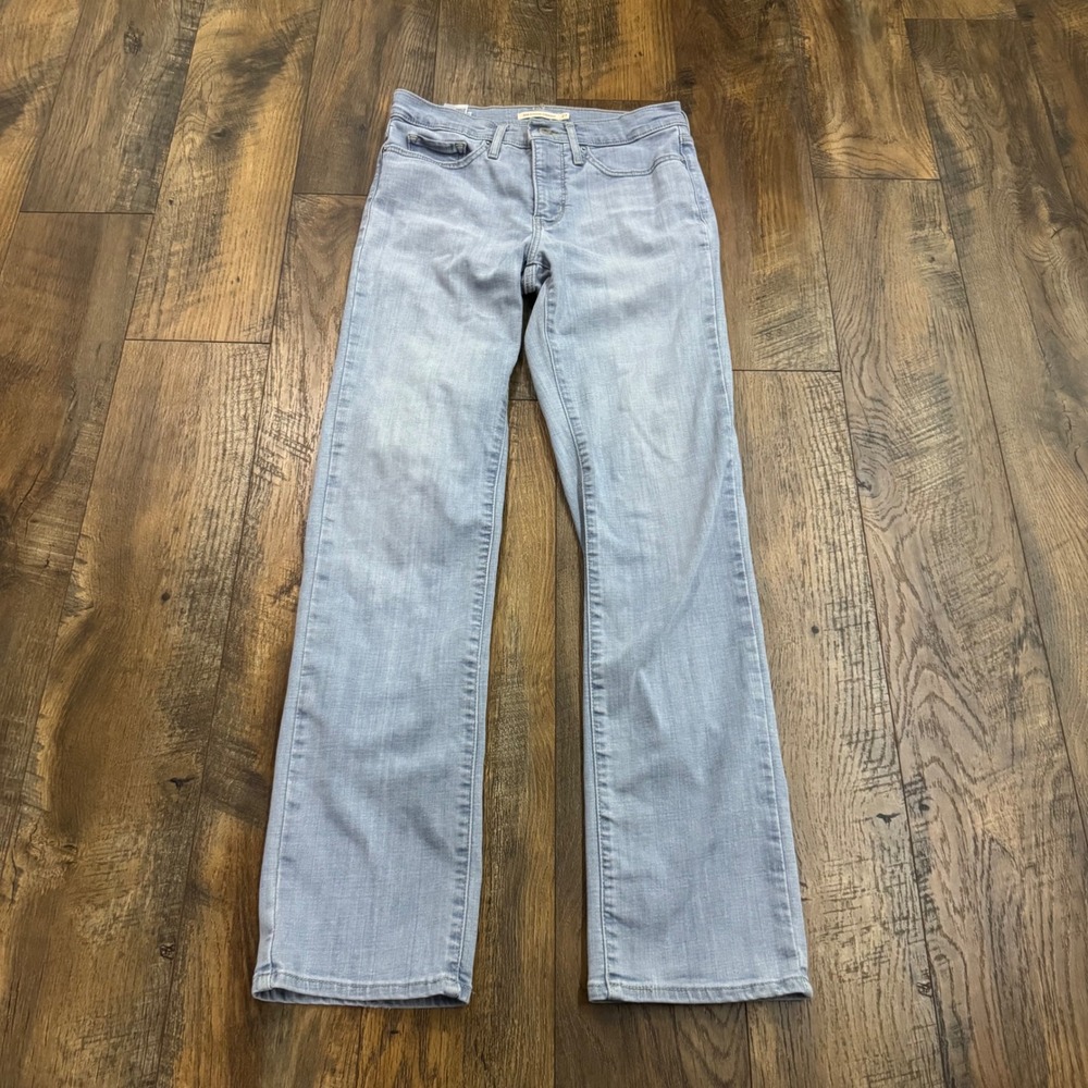 Levis 314 Shaping Straight Jeans Light Wash Denim Womens 27 Classic Streetwear